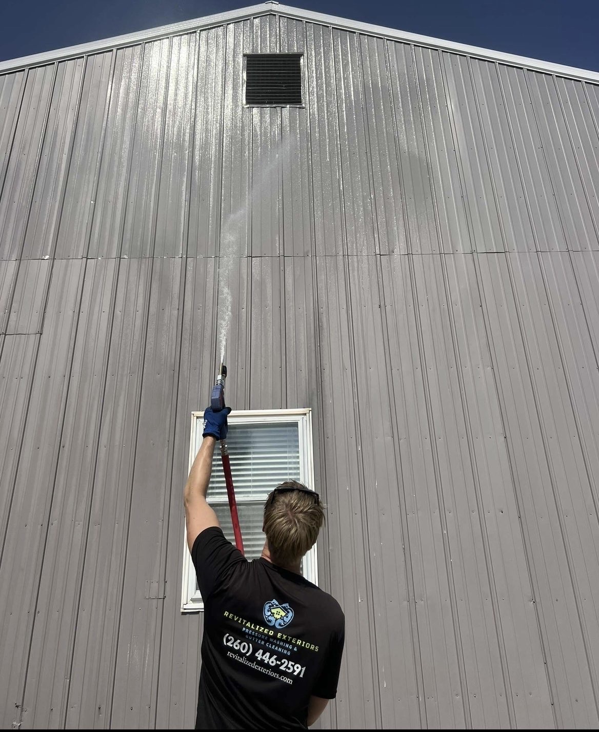 Pressure washing a home exterior