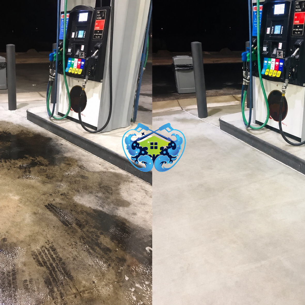 Commercial pressure washing before and after