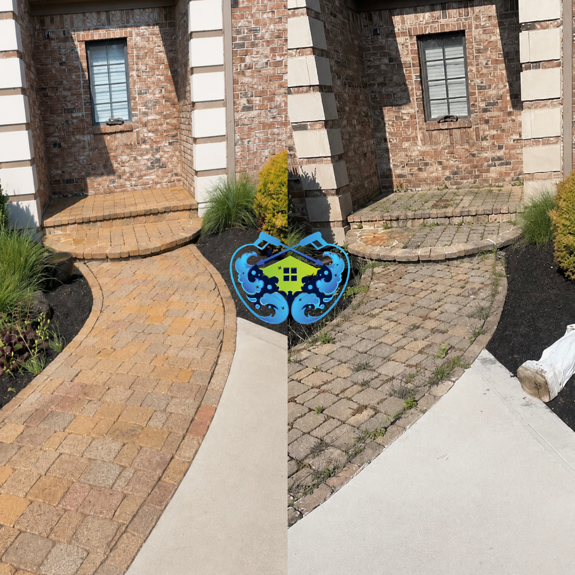 Residential pressure washing before and after